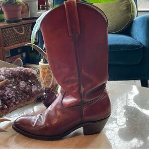Vintage Frye oxblood leather cowboy boots - mens 10.5D
